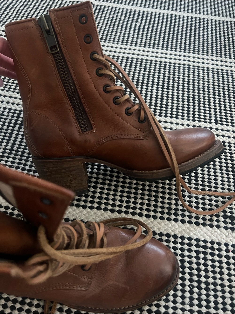 Freebird cavalier Lace-Up Leather Ankle Boots in Cognac